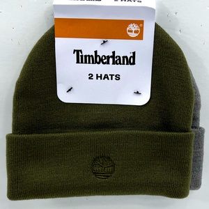 TIMBERLAND,2 PACK SOFT & WARM BEANIE SET, UNISEX, ONE SIZE, OLIVE GREEN & GREY